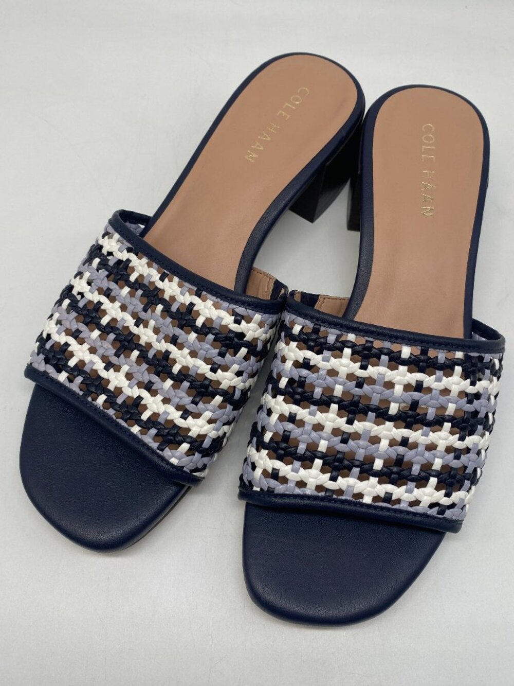COLE HAAN CALLI SINGLE BAND BLOCK HEEL NAVY US WOMEN SIZE 6B